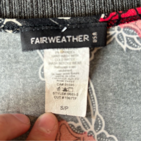 y2k Floral V-Neck Women's Top - Black and Red - Picture 3 of 3